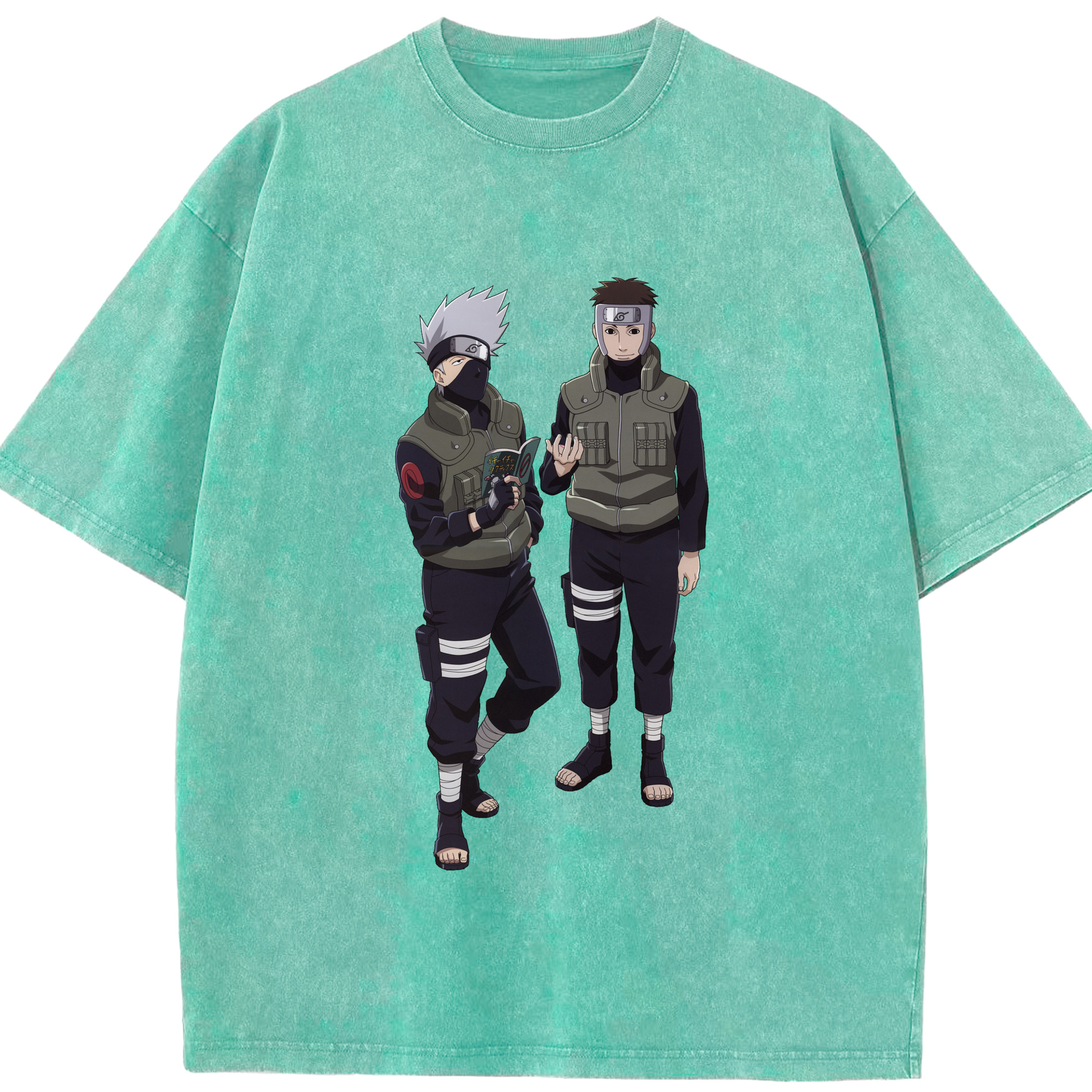 （画像用） NARUTO -ナルト- はたけ カカシ Hatake Kakashi 綿100% ヴィンテージ風 半袖Tシャツ（フロントプリント）